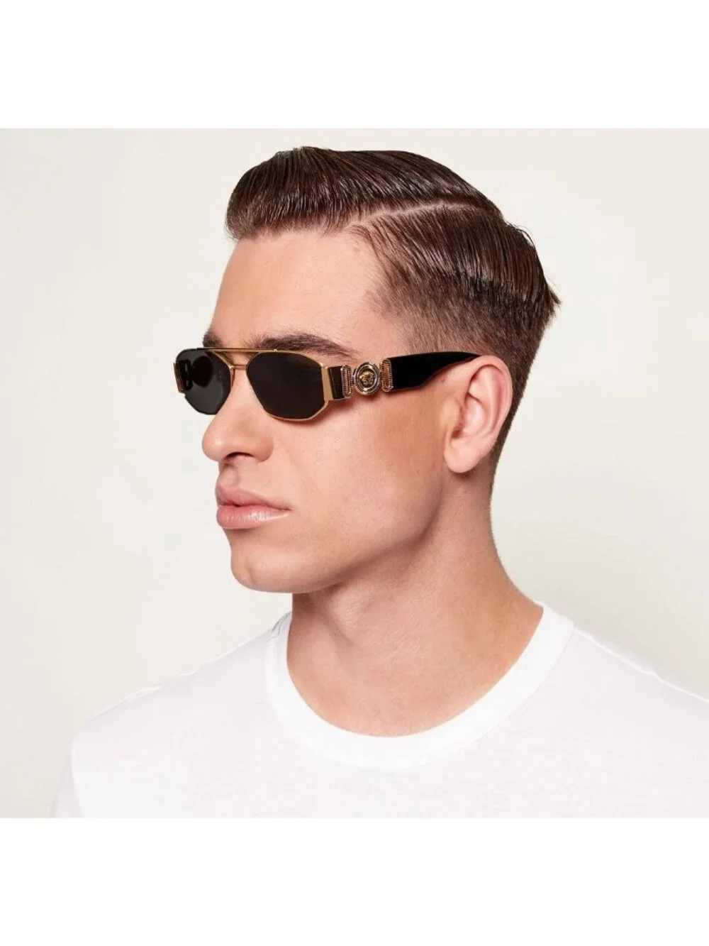 Versace VE2287 100273 Rectangle Sunglasses – Gold / Brown